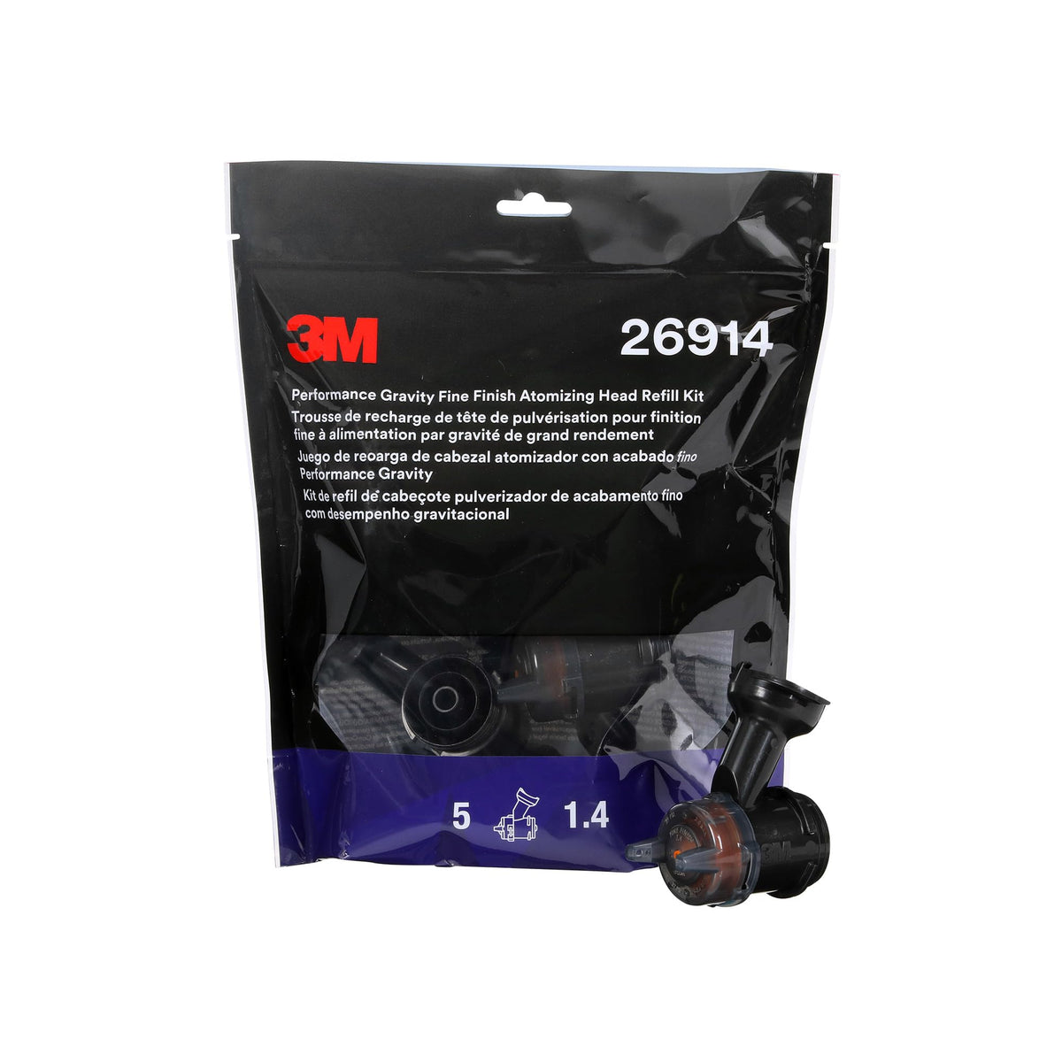 3M Feed Type: Gravity- Fine Finish / 1.4mm / Orange Spray Guns & Accessories