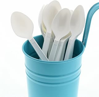 AmerCareRoyal Heavy Weight Unwrapped Disposable Polypropylene Plastic Teaspoons for Restaurants and Catering, White, Pack of 1000
