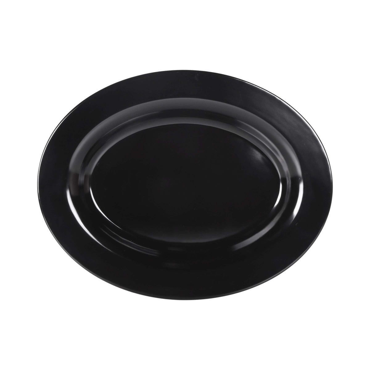 18" x 14" Black Oval Heavy-Duty Wide Rim Melamine Plastic Serving Platter by Elite Global Solutions – 18" x 14", Melamine, Black, Model M18OV-B