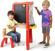 Crayola Super-Duper Art Studio – 2-in-1 Convertible Kids Desk & Easel Station with Giant Magnetic Whiteboard, Chalkboard, Chair & Storage – Includes Paint Cups, Brushes & Eraser