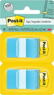 Post-it Flags, 1 x 1.7 in, Blue, 2 Dispensers, 50 Flags/Dispenser