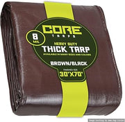 Core Tarps Heavy Duty 8 Mil Tarp Cover, Waterproof, UV Resistant, Rip and Tear Proof, Poly Tarpaulin with Reinforced Edges for Roof, Patio, Pool, Boat. (Brown/Black 30′ X 70′)
