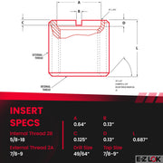 Thread Insert by E-Z LOK – 49/64", Alloy Steel, Red, Pack of 5, Model 329-10F