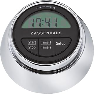 Zassenhaus Magnetic Retro Digital Kitchen Timer, 2.75-Inch, Silver, M072211