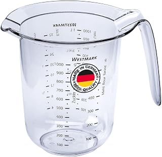 Westmark 1 Litre Measuring Jug, Transparent, 1 Piece, Multilingual Scales, Plastic, Made in Germany