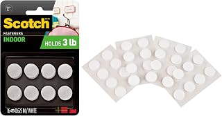 Scotch Multi-Purpose Hook and Loop Fasteners, 5/8 in x 5/8 in, Circles, 16 Sets, White, for Indoor Use, Holds up to 3 lbs/1 lb per 1 in.