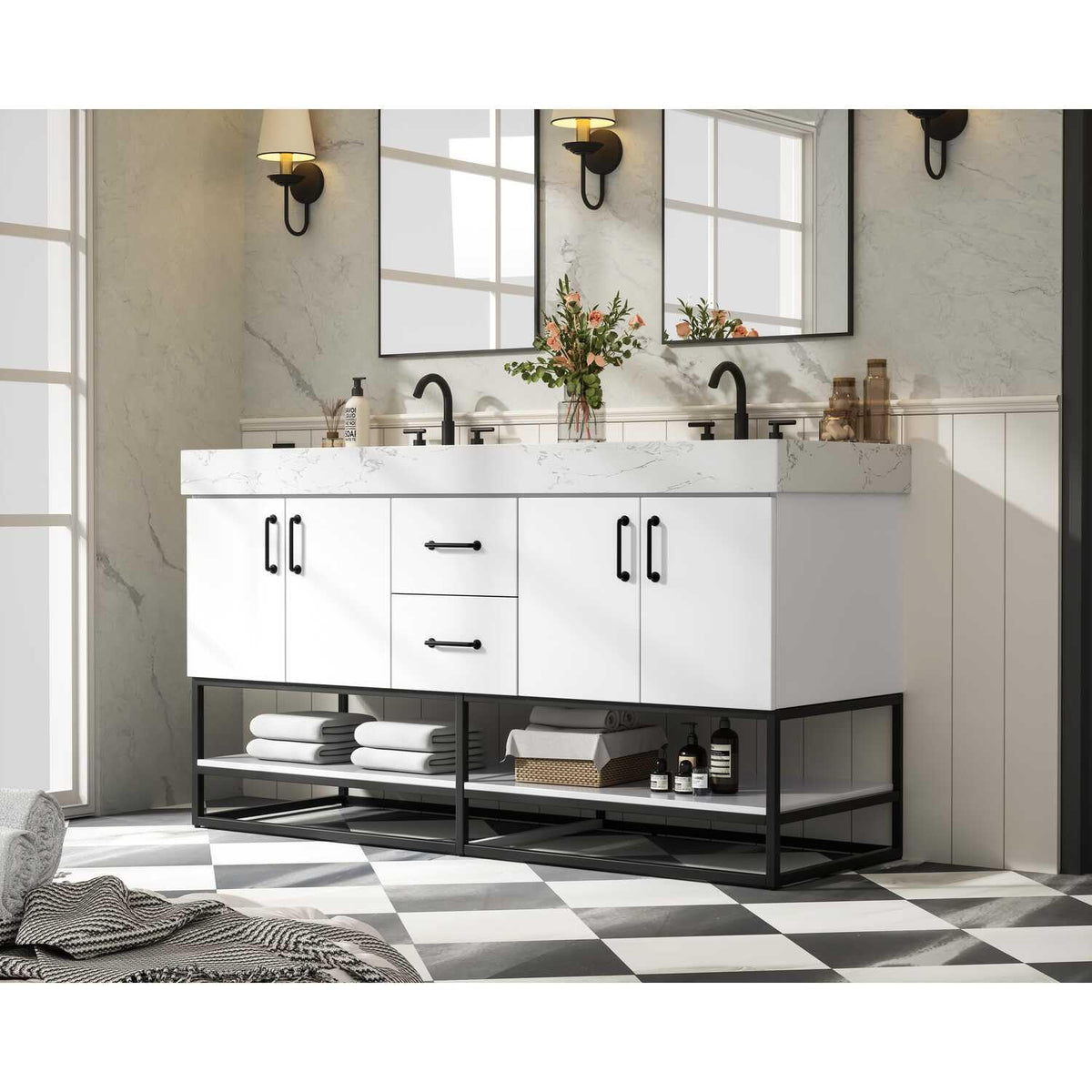 Caroline Bathroom Vanity White by Lighting Design – Wood, White, Model VF29260DWH