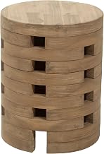 Mado Side Table Natural, Brown End Table, Modern Style, Painted Acacia Wood Round Shape Tabletop, Acacia Wood, Outdoor Living, 13.8" W x 13.8" D x 17.3" H