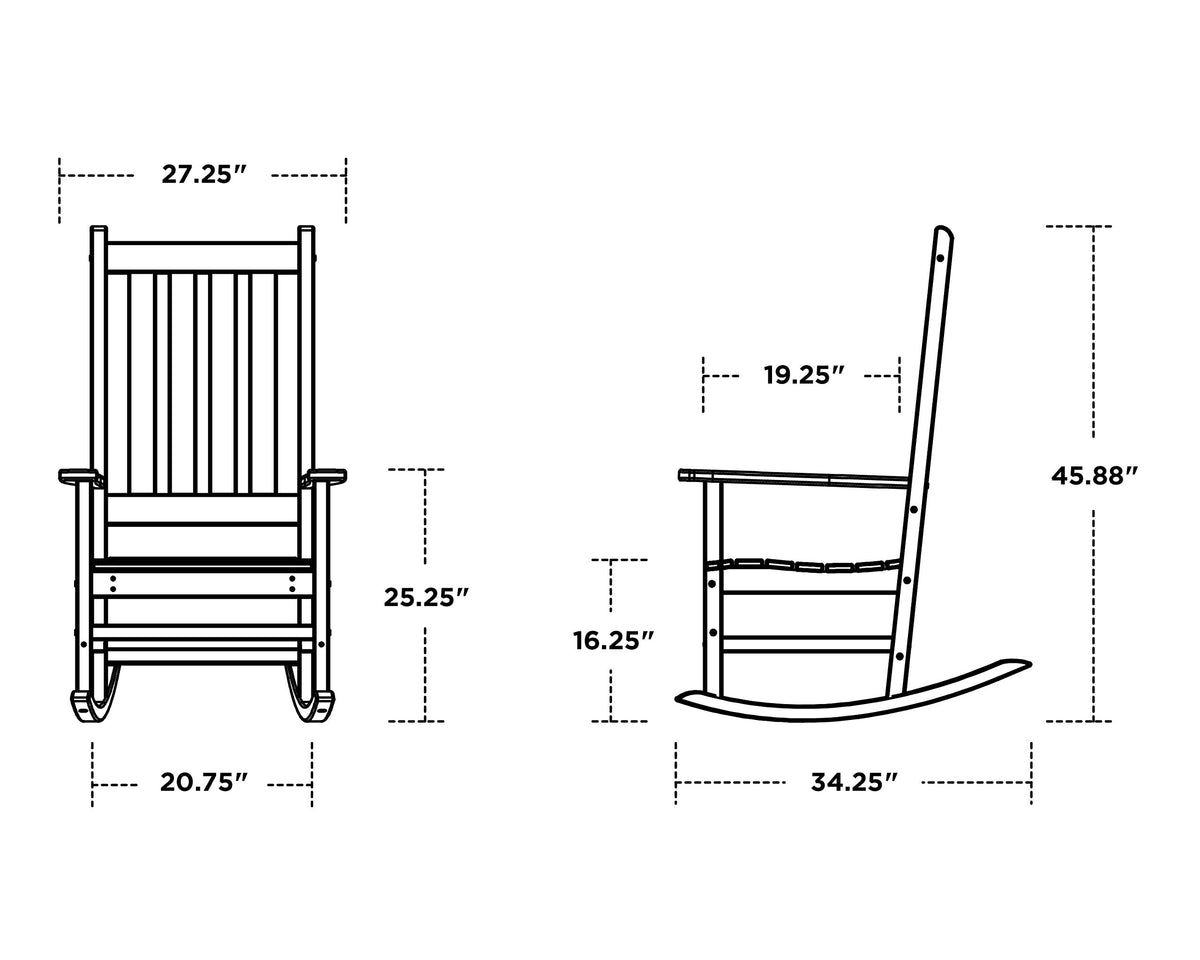 ® Vineyard Porch Rocking Chair in Mahogany by Polywood – 27.25 x 34.25 x 45.88 inches, Genuine POLYWOOD lumber, HDPE material, Mahogany, Model R140MA
