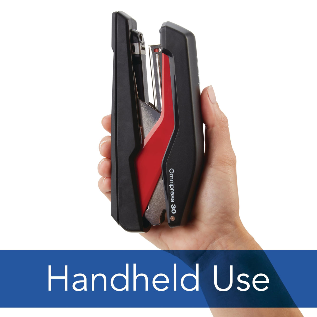Stapler, Omnipress 30 Stapler, "Press Anywhere for Easier Use", 30 Sheet Capacity, Black/Red () by Swingline – Plastic, Black/Red, Model 5000586A
