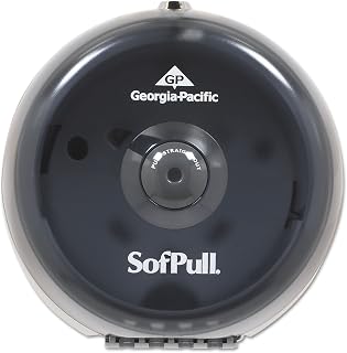 Georgia-Pacific SofPull 1-Roll Centerpull Mini Toilet Paper Dispenser, Wall Mount Bathroom Essentials, One-Sheet-at-a-Time Dispensing, Smoke, 1 Dispenser, 56513