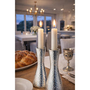 Rite Lite Hammered Aluminum Candlestick Holders, Set of 2, Silver