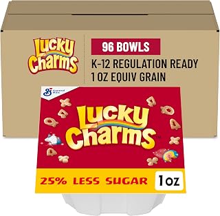 Lucky Charms 25% Less Sugar, Single Serve Bowlpak, 96 Ct, 6 lb Case