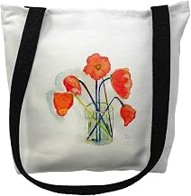 Betsy Drake Poppies in Vase Medium Tote Bag 16x16
