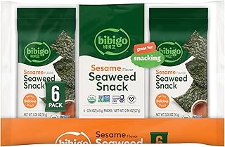 bibigo Sesame Flavored Seaweed Snacks, 6 Individual Packets, 0.16 Ounce (Pack of 6)