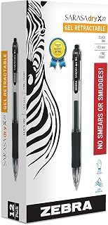 Zebra Pen SARASA X20 Retractable Gel Pen, Black Ink, 0.5mm, 12-Pack