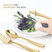 Gold Plastic Silverware Set (160 Bulk Pack) Disposable Cutlery Utensils by Stock Your Home – 160 Count, Plastic, Gold, Pack of 160, Model Stock Your Home 1008_2