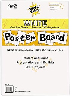 Pacon Super Value Poster Board, Uncoated, 22" x 28", White, 50 Sheets | Great for arts, crafts, displays, presentations and classroom projects