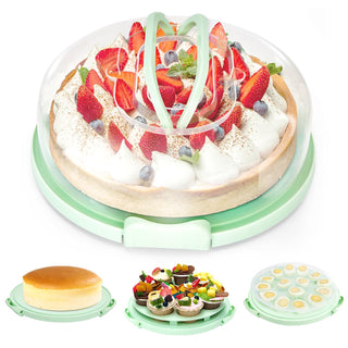 Ohuhu Cake Carrier with Lid, Holds 10 Inch Cakes, Green