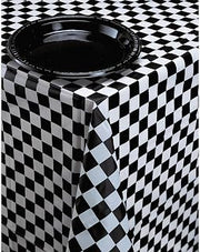 Creative Converting Plastic Banquet Table Cover, Black Check - 108x54in