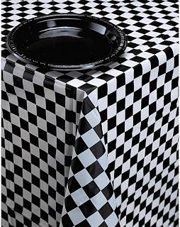 Creative Converting Plastic Banquet Table Cover, Black Check - 108x54in