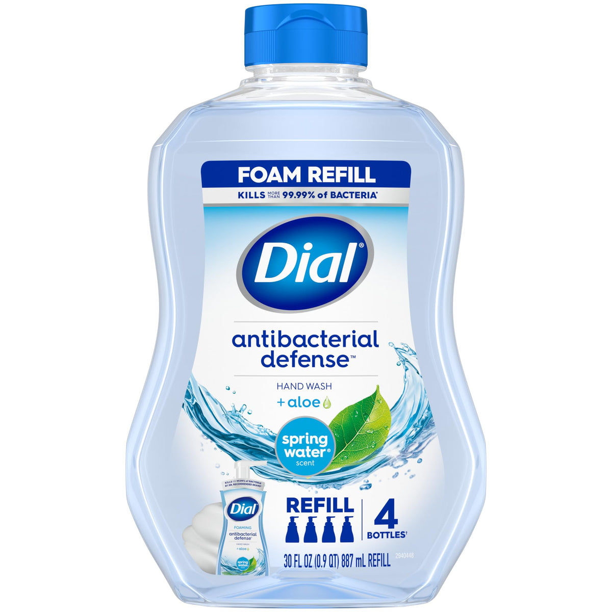 Antibacterial Foaming Hand Wash Refill by Dial – 30 Fl Oz (Pack of 1), Blue, Model 017000350875