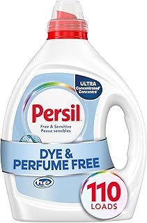 Persil Free & Sensitive Liquid Laundry Detergent, 110 Loads, 82.5 Fl Oz | Deep Clean & Care, Unscented Dye Free, Hypoallergenic for Sensitive Skin, Ultra Concentrated, HE Safe, All Water Temperatures