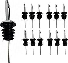 Spill-Stop 285-50 Chrome Tapered Pourer Dispenser, Spouts Liquor Bottle Pourer with Poly-Cork, Black/Silver, 12 Units