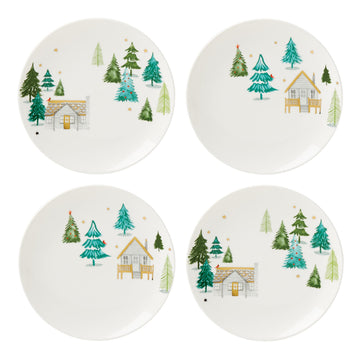 Balsam Lane 4-Piece Accent Plate Set by Lenox – 3.90 LB, Porcelain, Green, Model 890751