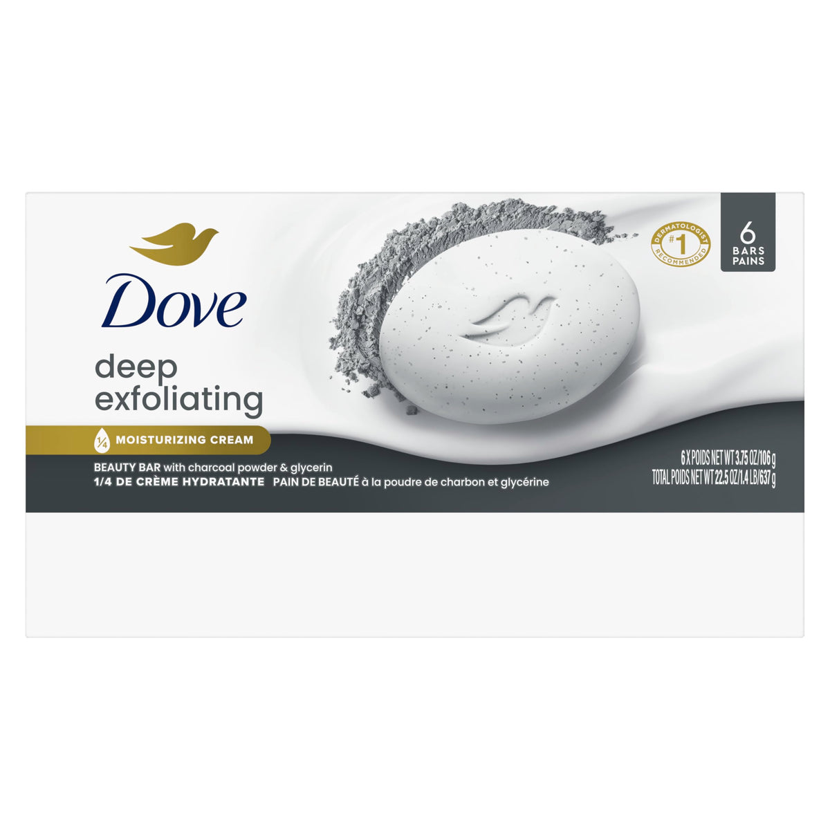 Dove 3.75 Ounce (Pack of 6) / Deep Exfoliating / Grey Soaps