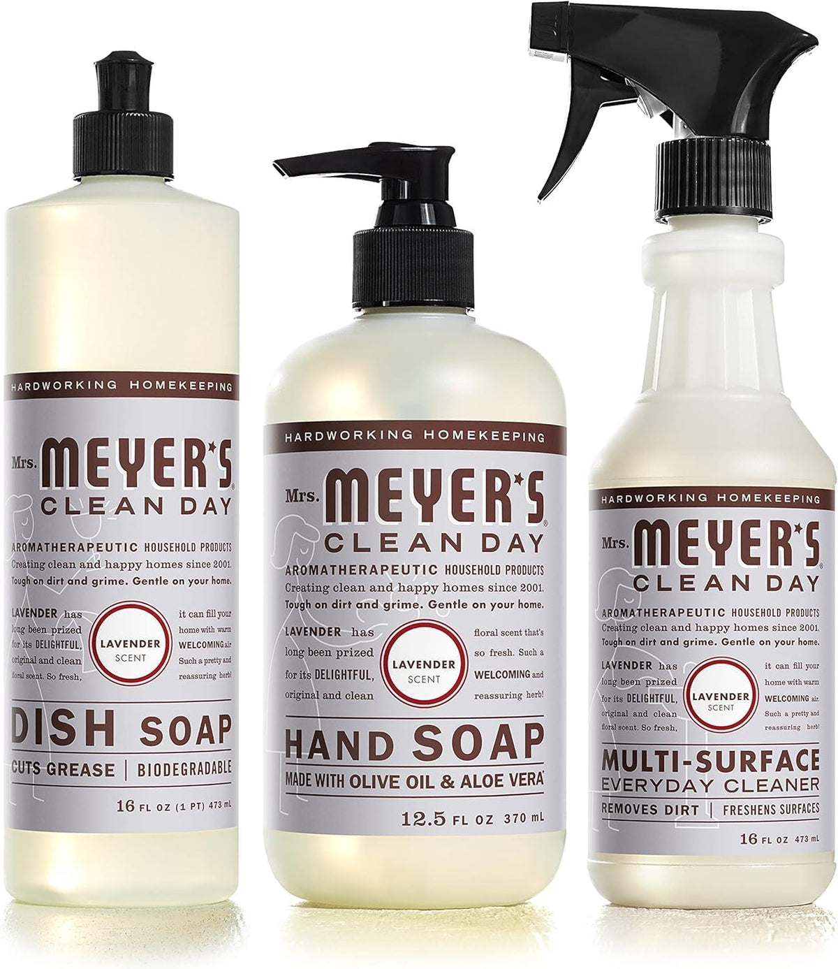 CLEAN DAY Kitchen Basics Set by Mrs. MEYER'S – 44.5 Fl Oz (Pack of 1), Transparent, Model 687685