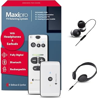 Bellman & Symfon Maxi Pro Personal Amplifier and TV Streaming System - Clear Conversations | Stream TV Audio with Low Latency while Enhancing Speech Clarity and Bluetooth Phone Calls with Rechargeable Power.