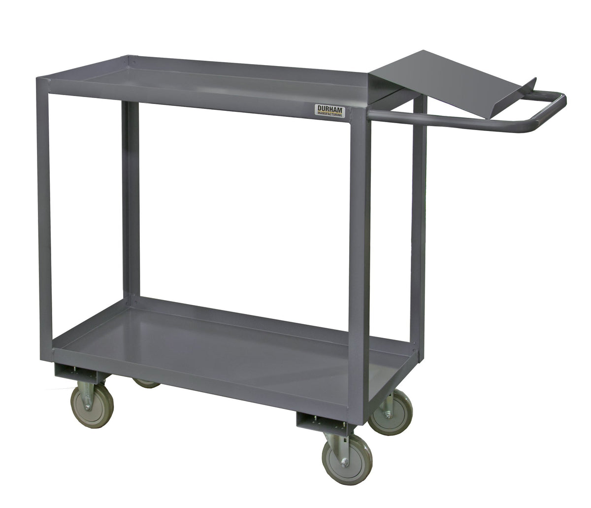 OPC 18 Gauge Steel Service Cart with 1-1/2" Lip Up by Durham – 36" Length x 18" Width, Steel, Gray, Model OPC-1836-2-95