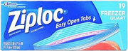 Ziploc Freezer Bags, Quart, 19 ct