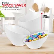 Multi-Pack White Plastic Serving Bowls (8 Pack) 4 x 6oz Small Disposable Candy Dishes by Stock Your Home – Mixed Pack - 4 Small (6oz), 4 Medium (20oz), 54.0 ounces, Plastic, White