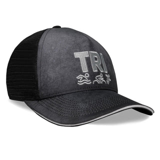 Performance Adjustable Trucker Hat for Men and Women by Headsweats – Polyester, Black/Grey, Model 7755