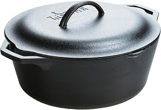 Lodge Cast Iron Dutch Oven with Loop Handle, Oven-Safe, 7 Quart | PFAS-Free & Non-Toxic Oven-Safe Cast Iron Dutch Oven with Loop Handle, Even Heat Retention Every Day