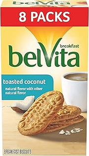 Belvita Breakfast Biscuits Packs 4 Biscuits Per Pack, Toasted Coconut, 1.76 Ounce (Pack of 8)