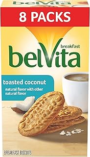 Belvita Breakfast Biscuits Packs 4 Biscuits Per Pack, Toasted Coconut, 1.76 Ounce (Pack of 8)