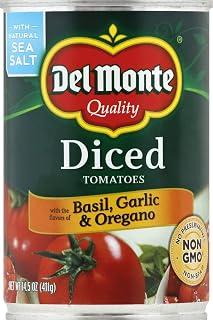 Del Monte Canned Diced Tomatoes with Basil, Garlic and Oregano, 14.5 Ounce (Pack of 6)