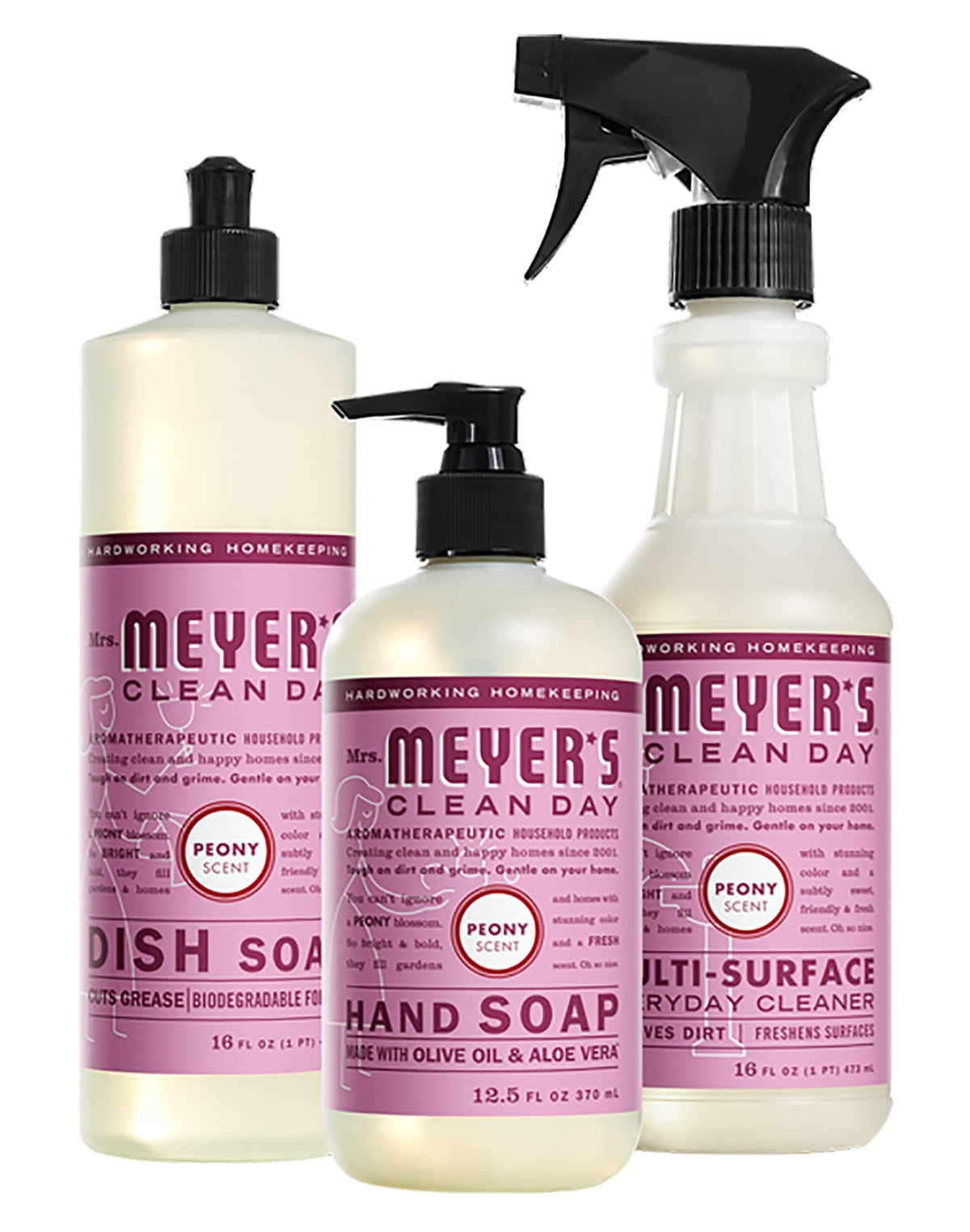 Mrs. MEYER'S Peony / 3 Count (Pack of 1) / 1 All-Purpose Cleaners