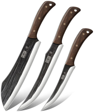 Hoshanho Butcher Knife Trio, 10 Inch Blades, Silver