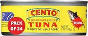 Cento Solid Pack Light Tuna in Olive Oil, 5 Oz (Pack of 24), High Protein, MSC Certified, Wild Caught Tuna Fish