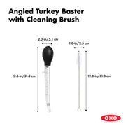 OXO Turkey Baster Set, Angled Tip with Brush, Clear Black