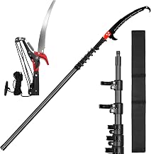 27FT Lightweight Carbon Fiber Manual Pole Saw for Tree Trimming | 100% carbon fiber pole, sturdy locking joints prevent wobble, sharp steel blade and scissors, safely for tall tree branches