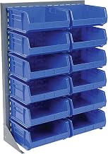 Global Industrial Louvered Bin Rack With (12) Blue Stacking Bins, 35"W x 15"D x 50"H