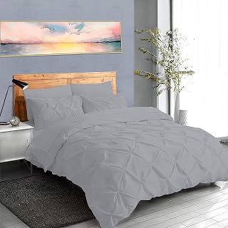 Sheets N More Soft Reliable Luxurious Pinch Pleated Duvet Cover 100% Egyptian Cotton 800 TC 1 Pieces Duvet Cover Set (1 x Duvet Cover) Silver King/Cal King Size (94 x 104)