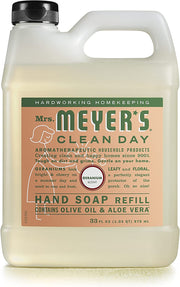 ´s Clean Day Hand Soap Refill by Mrs. MEYER'S – 33 Fl Oz (Pack of 4), Plastic, White, Pack of 4, Model 808124131637