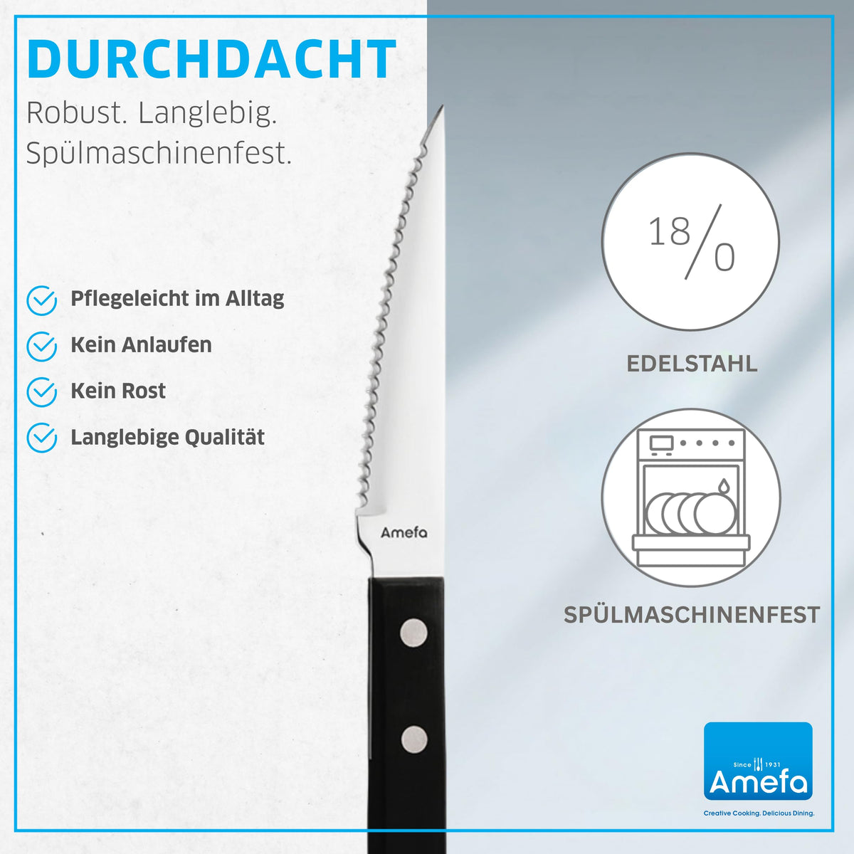 Amefa knife set / Steakbesteck Set für 6 Personen, schwarz / Silver, Black Steak Sets