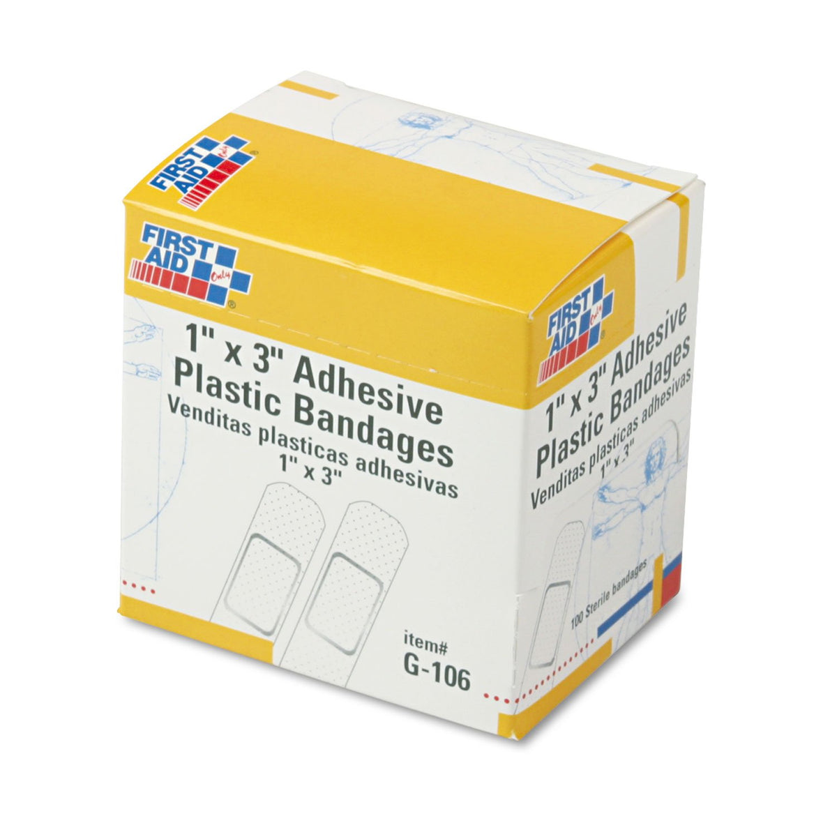 1 Inch x 3 Inch Bandages - Plastic (Package of 8) - G106 - G by First Aid Only – 3.25" x 3.5" x 2.5", Plastic, Model FAOG106